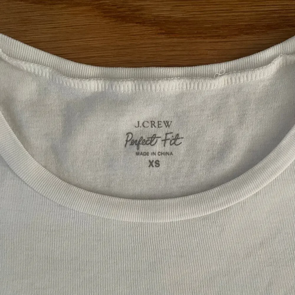 J.Crew Perfect Fit Short Sleeve Tee White Womens XS Archival Sp14 Minimalist